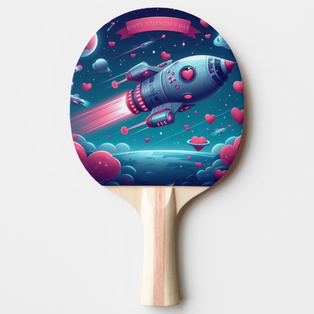Raquette De Ping Pong Saint-Valentin vaisseau spatial cool/futuriste (Devant)