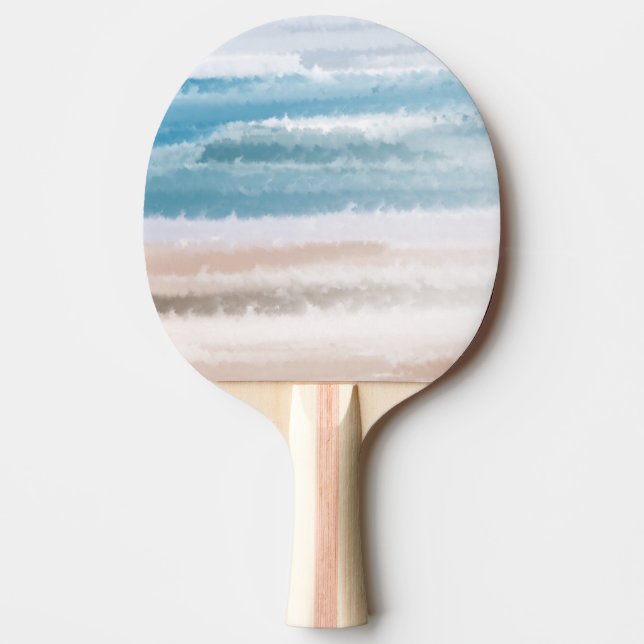 Raquette De Ping Pong Sandy Beach Ocean Waves Aquarelle Abstraite (Devant)