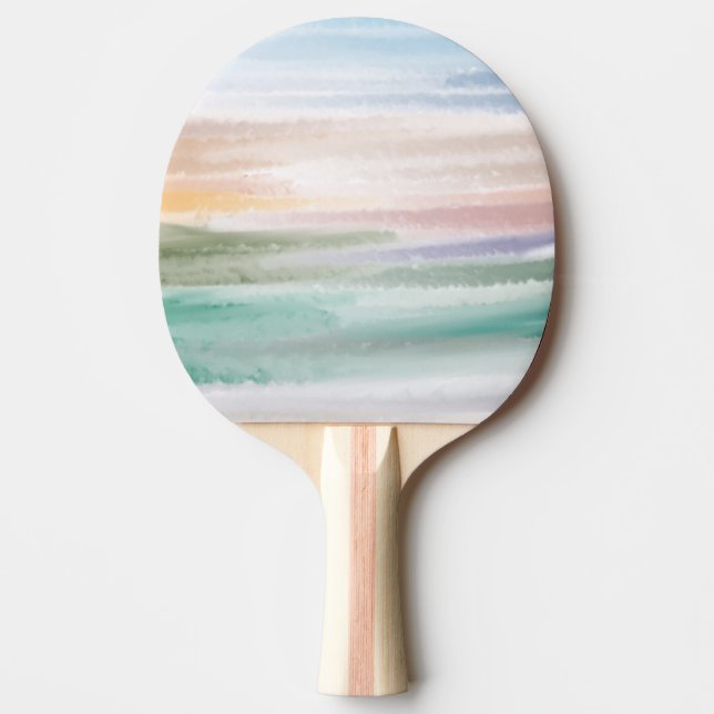 Raquette De Ping Pong Sandy Beach Ocean Waves Coucher de soleil Couleur  (Devant)