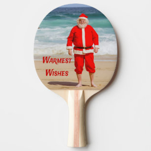 Raquette De Ping Pong Santa Clause sur la plage les plus chauds souhaits