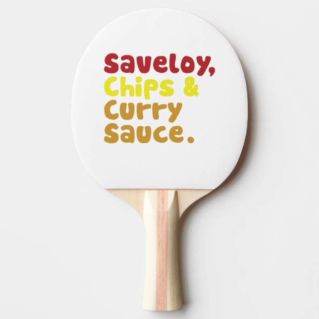 Raquette De Ping Pong Saveloy, chips & Curry Sauce. (Devant)