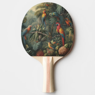Raquette De Ping Pong Scène botanique de perroquets et ananas