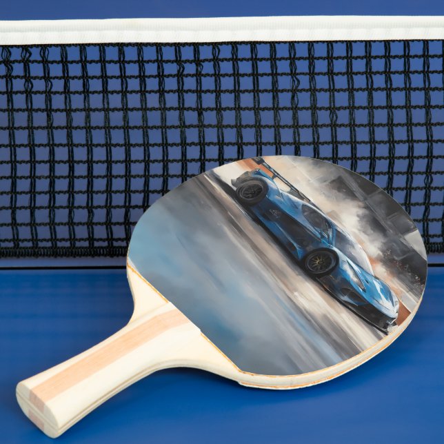 Raquette De Ping Pong Scène dynamique de course urbaine bleue (Insitu)