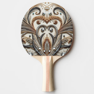 Raquette De Ping Pong Schéma floral brillant avec pierre de gemme