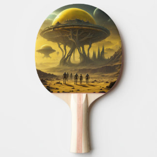 Raquette De Ping Pong Sci-Fi Alien World View Planet Ufo Tower