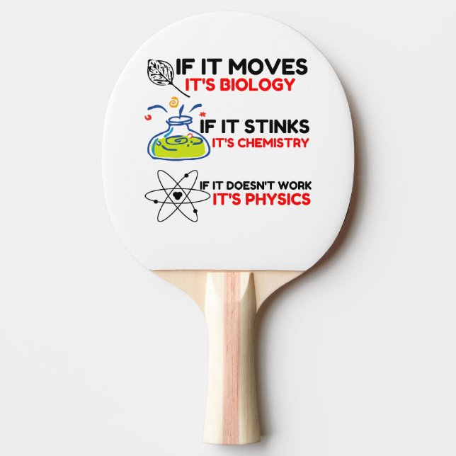 RAQUETTE DE PING PONG SCIENCE BIOLOGY CHIMIISTRY PHYSICS (Devant)