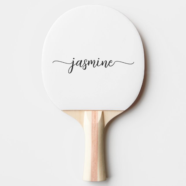 Raquette De Ping Pong Script de signature de nom personnalisé blanc mode (Devant)
