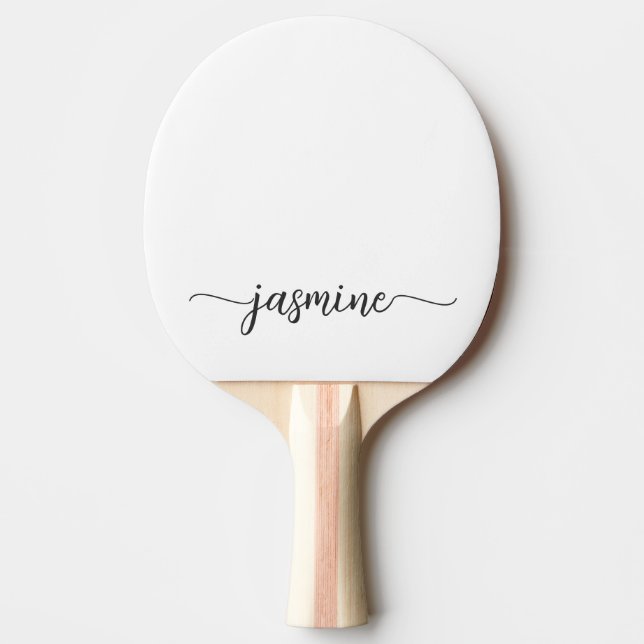 Raquette De Ping Pong Script de signature de nom personnalisé blanc mode (Devant)