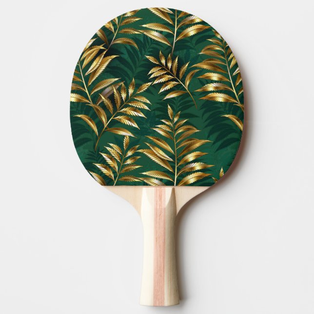 Raquette De Ping Pong Seamless pattern with golden ferns (Devant)