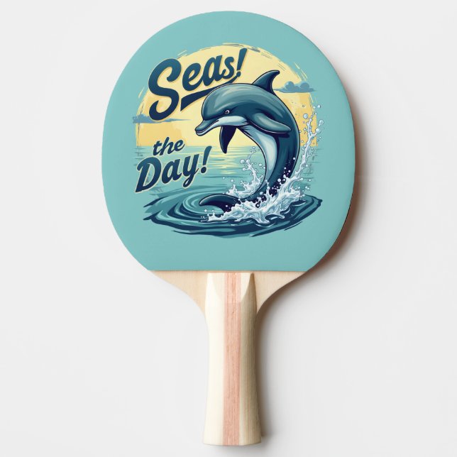 Raquette De Ping Pong Seas Day Retro Dolphin Océan esthétique (Devant)
