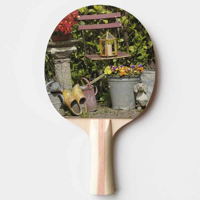 Raquette De Ping Pong seaux, chaussures et fleurs, Zaanse Schans, (Devant)
