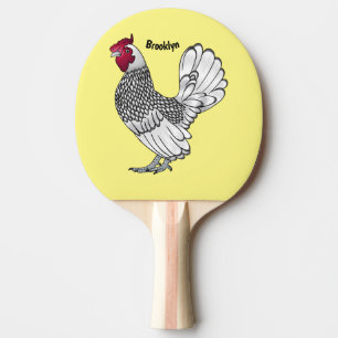 Raquette De Ping Pong Sebright chicken cartoon illustration 