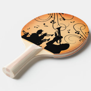 Raquette De Ping Pong Section Trumpet Jazz Musique Orange Rust