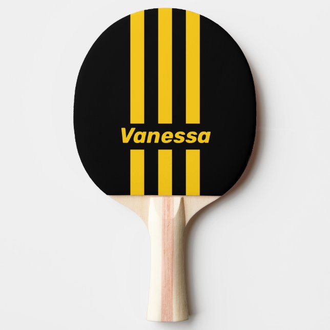 Raquette De Ping Pong Sécurité Abeille Rayures Nostalgiques avec Nom (Devant)