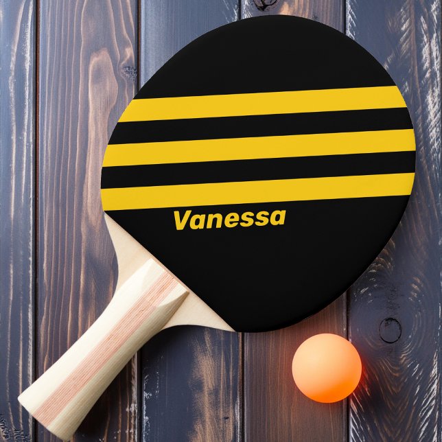 Raquette De Ping Pong Sécurité Abeille Rayures Nostalgiques avec Nom (Créateur téléchargé)
