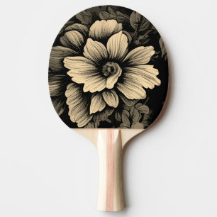 Raquette De Ping Pong Sépia tonique Vintage Floral Print
