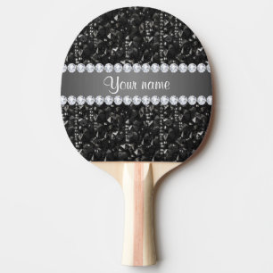 Raquette De Ping Pong Séquences noires Faux et diamants