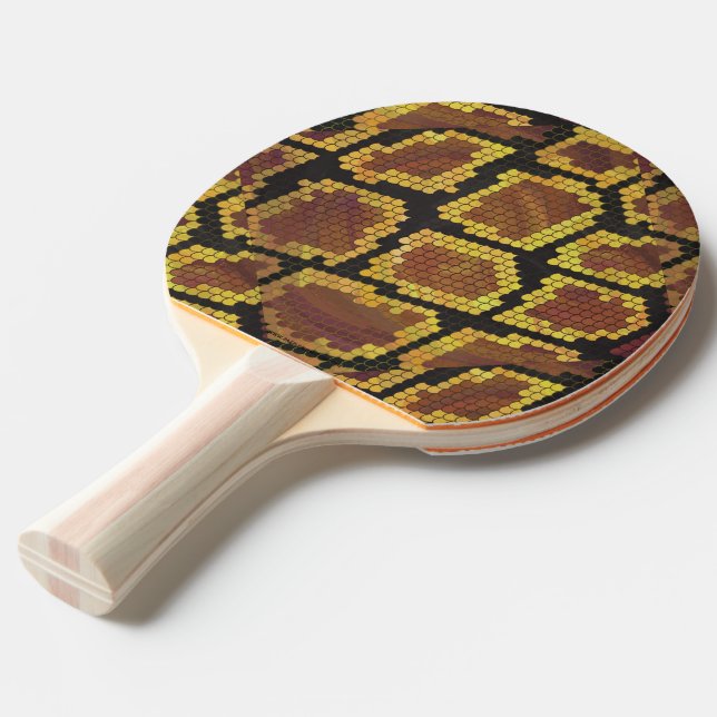 Raquette De Ping Pong Serpent Brown et impression or (Devant Angle)