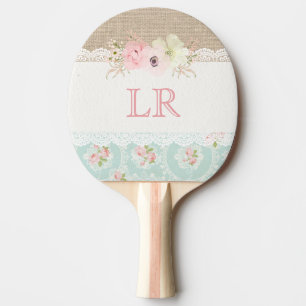 Raquette De Ping Pong Shabby Chic Lace Vintage et Burlap Pays rustique