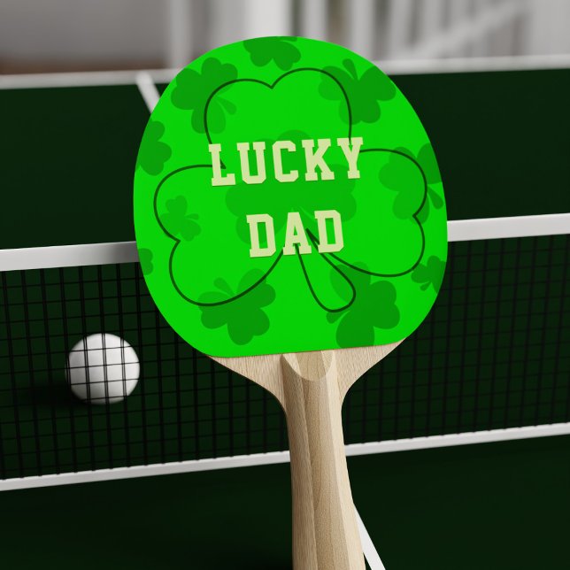 Raquette De Ping Pong Shamrock Lucky Irlandais Clover Green Ping Paddle  (Add your name and be lucky too with this lucky shamrock ping ping paddle)