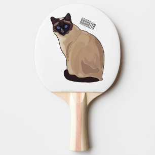 Raquette De Ping Pong Siamese cat cartoon