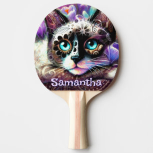 Raquette De Ping Pong Siamese White Kitty Chat Crocus Floral Personnalis