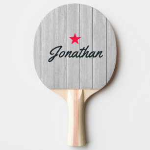 Raquette De Ping Pong Signature étoile vintage en bois gris poli