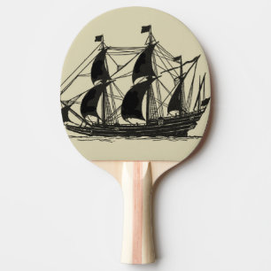 Raquette De Ping Pong Silhouette de bateau avec les voiles se