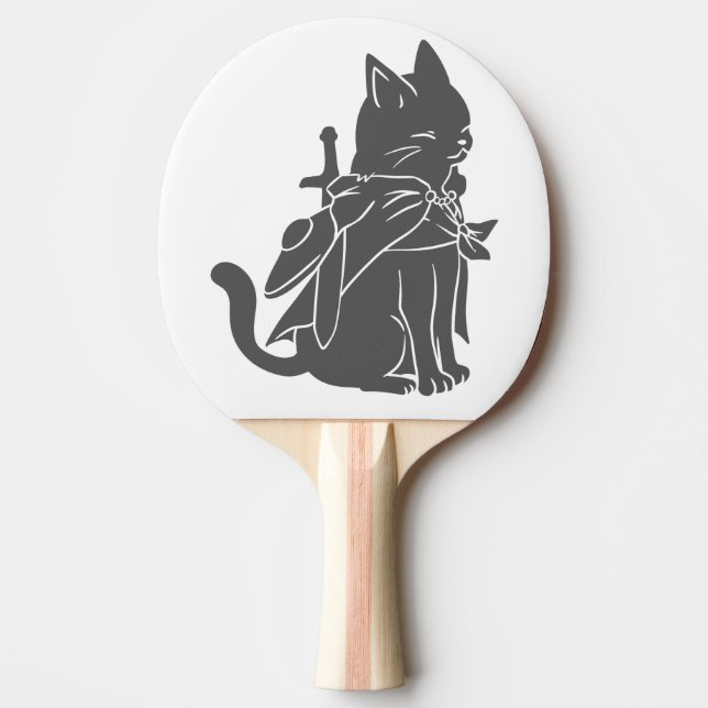 Raquette De Ping Pong Silhouette de chat guerrier - Choisir la couleur a (Devant)