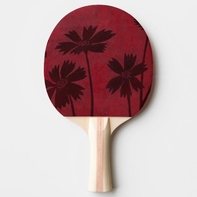 Raquette De Ping Pong Silhouettes en tête de fleurs sur Arrière - plan C (Devant)