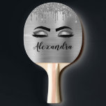 Raquette De Ping Pong Silver Glitter Sparkle Eyelashes Monogram<br><div class="desc">Argent Faux Parties scintillant à étincelle métallique broyée Monogramme en métal brossé Nom et cils initiaux (cils), Extensions d'oreillettes et pagaie de ping des yeux. Cela rend le cadeau parfait pour 16 ans, mariage, douche nuptiale, anniversaire, baby shower ou bachelorette cadeau pour quelqu'un décorant sa chambre dans le style cool...</div>