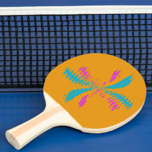 Raquette De Ping Pong Simple Abstrait Papillon Motif Messy Vol