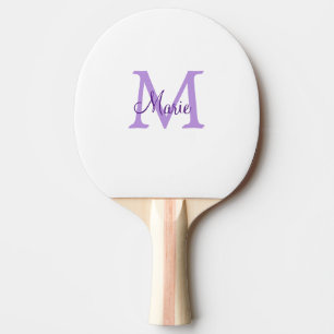 Raquette De Ping Pong simple ajout de nom minimal monogramme rose rouge