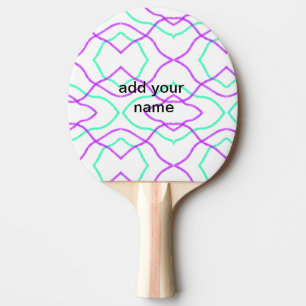 Raquette De Ping Pong Simple aquarelle rose bleu ajouter nom texte