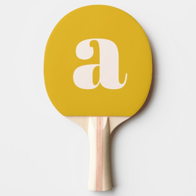 Raquette De Ping Pong Simple été jaune gras Rétro Monogramme Initiale (Devant)