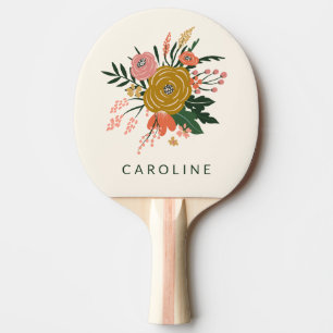 Raquette De Ping Pong Simple Fleur Botanique Minimaliste Personnalisée
