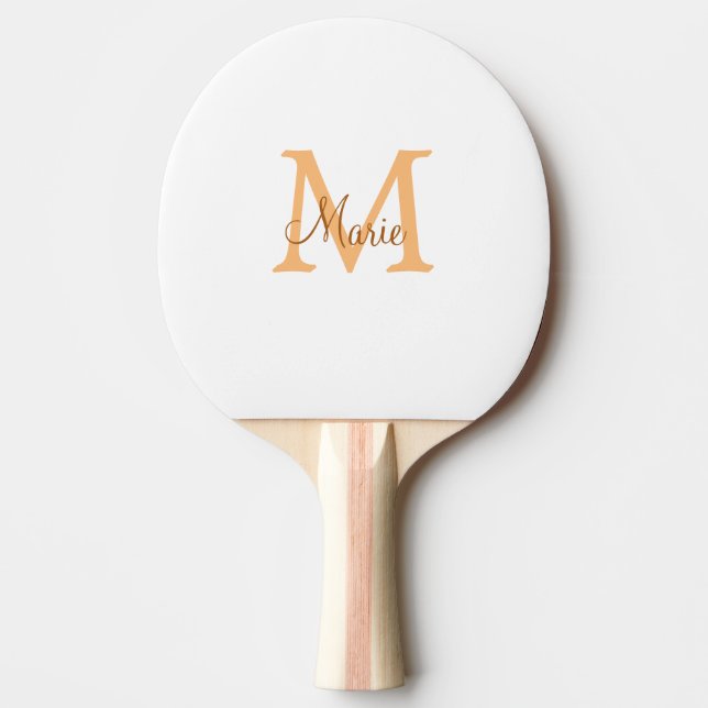 Raquette De Ping Pong simple minimum ajouter nom monogramme orange brun  (Devant)
