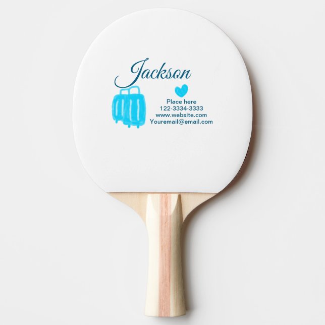 Raquette De Ping Pong Simple minimum ajouter votre nom texte place ville (Devant)