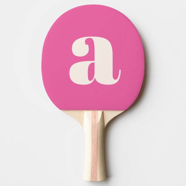 Raquette De Ping Pong Simple Monogramme Initial En Gras Rétro Rose Chaud (Devant)