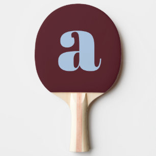Raquette De Ping Pong Simple Monogramme Initiale Rétro Gras Bleu Bourgog