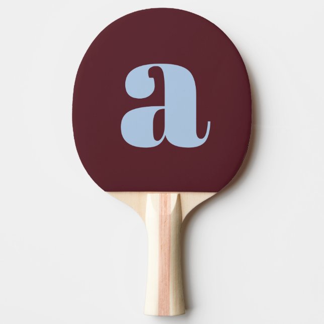 Raquette De Ping Pong Simple Monogramme Initiale Rétro Gras Bleu Bourgog (Devant)