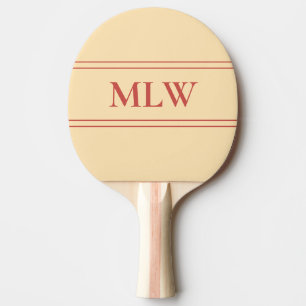 Raquette De Ping Pong Simple pêche et rouge monogramme