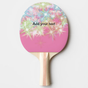 Raquette De Ping Pong Simple rouge rose étincelant étoiles ajouter votre