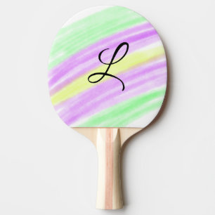Raquette De Ping Pong Simple vert violet aquarelle ajoutez votre monogra