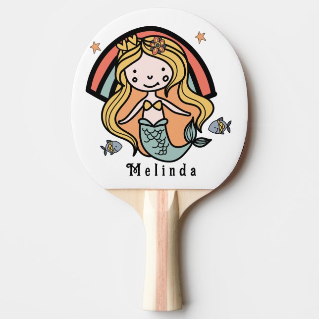 Raquette De Ping Pong Sirène mignonne scandinave fille personnalisée (Devant)