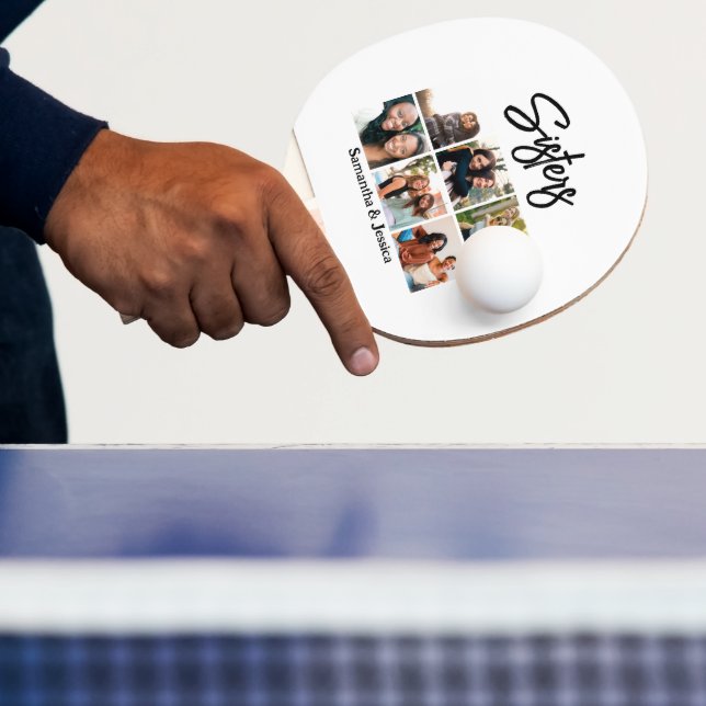 Raquette De Ping Pong Sisters personnalisés Script 6 Collage photo (Insitu)