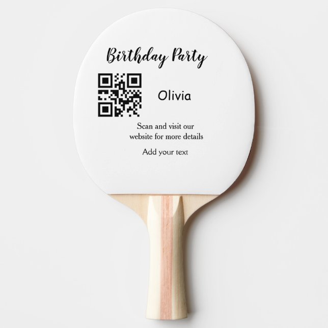 Raquette De Ping Pong Site web de fête d'anniversaire simple code-barres (Devant)