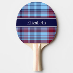 Raquette De Ping Pong Sky Blue Navy Bourgogne Preppy Madras N Monogram