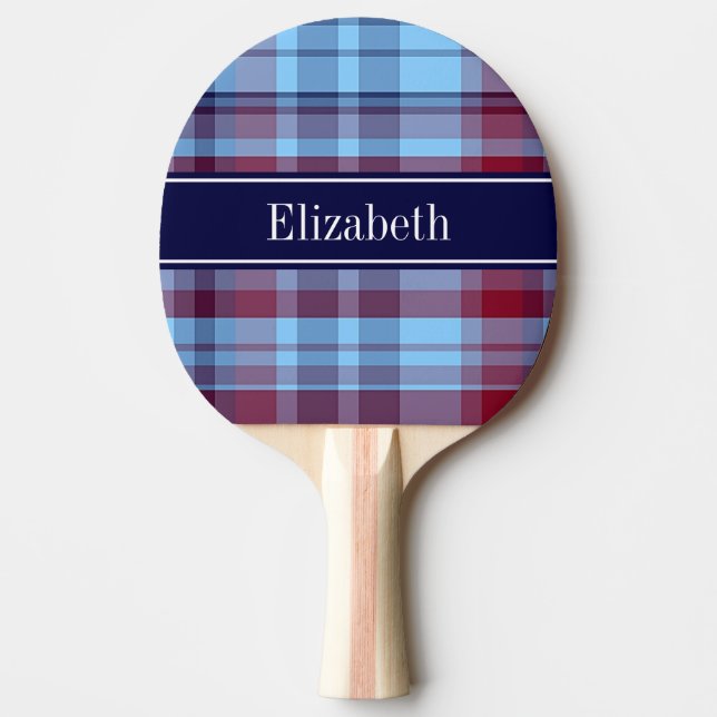 Raquette De Ping Pong Sky Blue Navy Bourgogne Preppy Madras N Monogram (Devant)