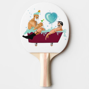 Raquette De Ping Pong SlipperyJoe's deux gays hommes aiment la baignoire